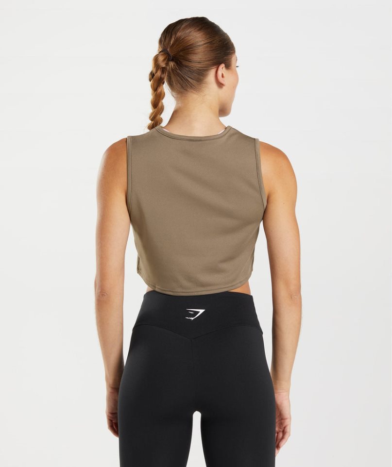 Women's Gymshark Training Crop Tanks Brown | CA 6DN780